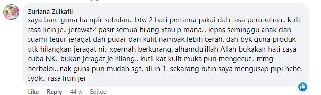 lepas seminggu anak dan suami tegur jeragat dah pudar dan kulit nampak lebih cerah