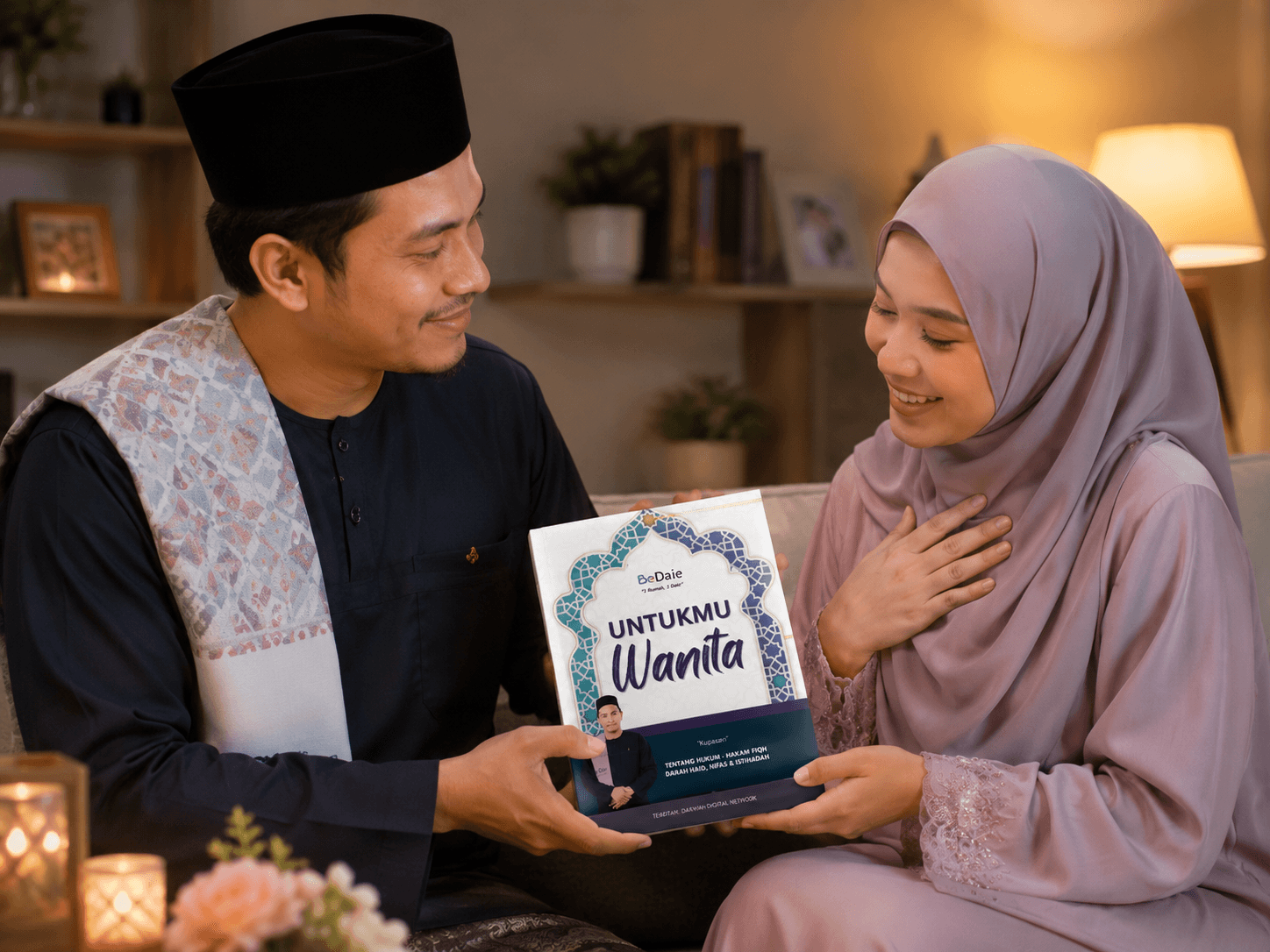 Suami menyerahkan hadiah kepada isteri